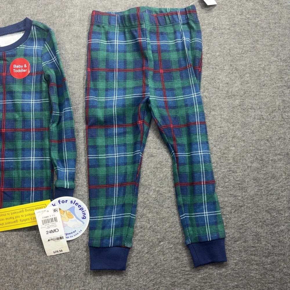 Holiday Lane Toddler SZ 24 MOSnug Fit Plaid Cotton Matching Family PJ's 2 PC Set